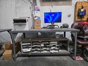 lot 50254 image: Industrial Metal Work Station Desk (Contents Not Included)&nbsp