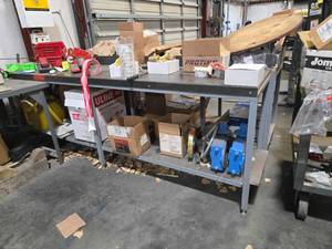 lot 50257 image: Industrial Storage Work Table with Supplies&nbsp