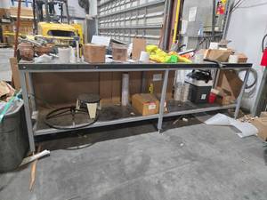 lot 50259 image: Industrial Steel Storage Work Table (Contents Not Included)