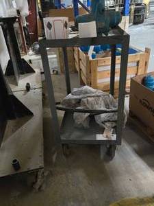 lot 50277 image: Industrial Pedestal Fan with Heavy-Duty Cart&nbsp