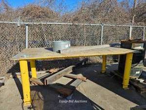 lot 50193 image: Industrial Heavy-Duty Work Table with Yellow Steel Legs