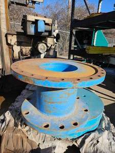 lot 50198 image: Large Industrial Pipe Flange Assembly 24-inch Blue
