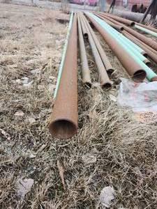 lot 50335 image: (4) 40ft, 3in Diameter Industrial Steel Pipes&nbsp