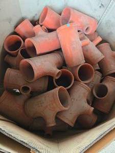 lot 50402 image: Large Lot of Clay Sewer T-Pipes