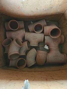 lot 50405 image: Vintage ClayTerracotta Plumbing T-Joints No.20