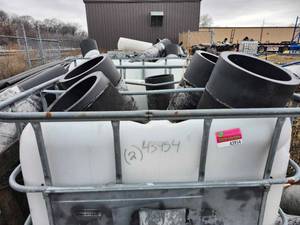 lot 43594 image: Industrial Black Rubber Piping and IBC Tote Container Set