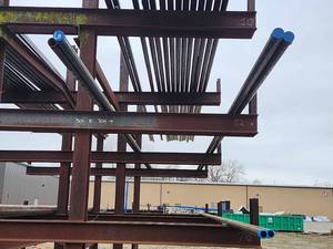 lot 43949 image: (7) 20ft Industrial Steel Pipes of Varying Sizes