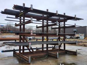 lot 43951 image: Industrial Steel Cantilever Pipe Storage Rack