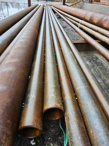 lot 50162 image: (2) 40ft Industrial Steel Pipes - 4 Inch Diameter
