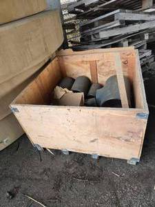 lot 50457 image: Industrial Steel Pipe Fittings Collection with Wooden Crate