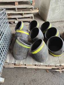 lot 50459 image: Industrial Steel Pipe Elbows with Yellow Marking Band