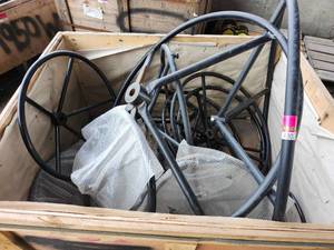 lot 48076 image: Industrial Steel Cable Guide Wheels, Varying Sizes