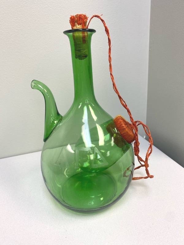 lot 2002 image: Vintage Italian Green Blown Glass Decanter