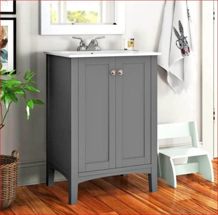 lot 2578 image: Lionel 24 Single Bathroom Vanity with Resin Top