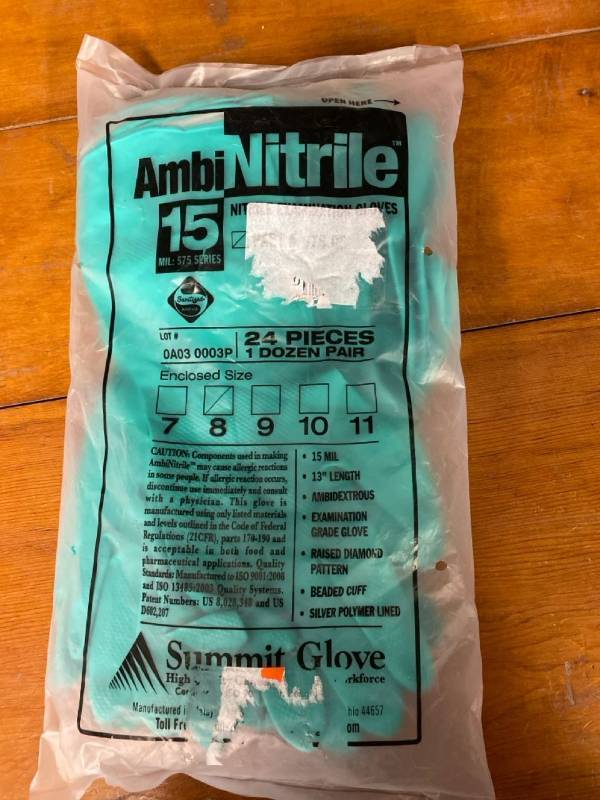 lot 1751 image: Ambi Nitrile Examination gloves 12 pairs Size 8