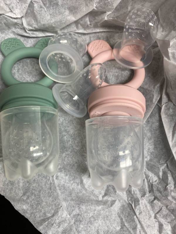 lot 2445 image: Bessentials Silicone Fresh food feeder and Pacifier set of (2) per box
