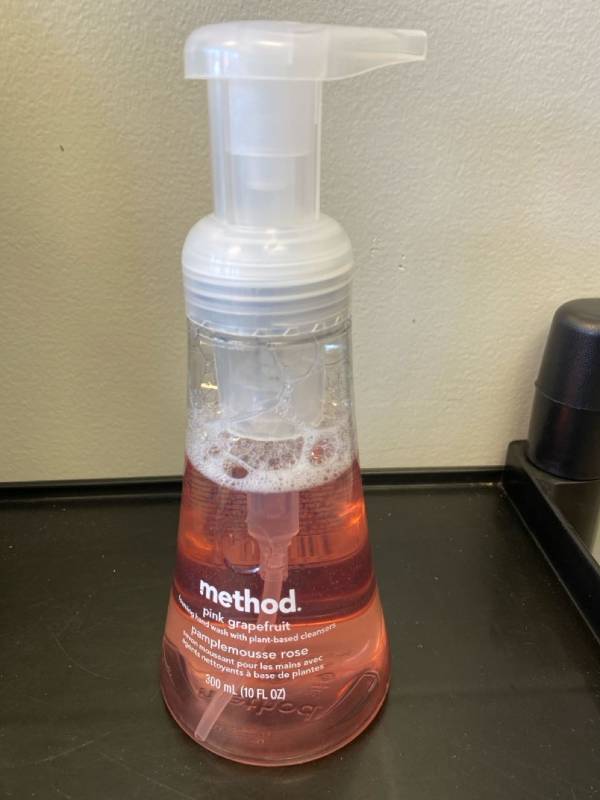 lot 2461 image: Method- Pink Grapefruit handsoap, Damaged- Some leaked out, Smells great