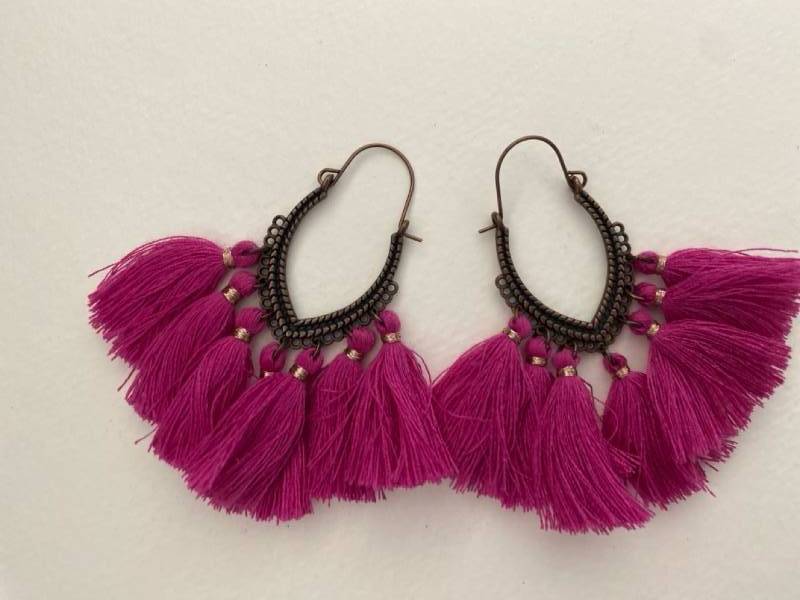 lot 2467 image: Pink Fringe earrings