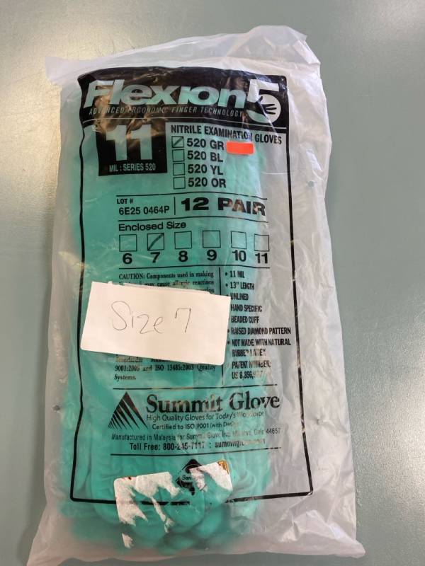 lot 2216 image: Flexion advanced, ergonomic, finger technology nitrile examination gloves, 12 pairs size 7