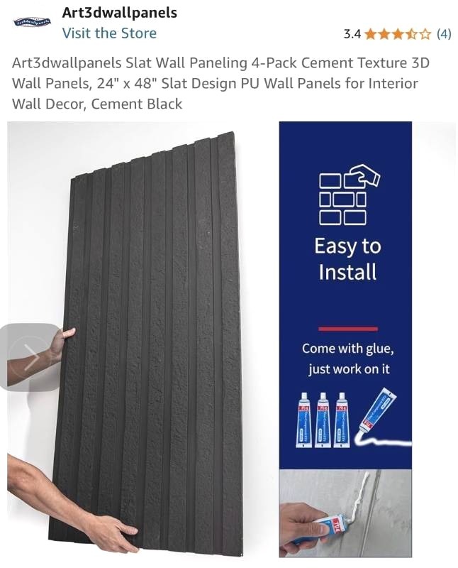 lot 2416 image: Art 3D wall panels cement 24 x 48 cement black Retails $149.99