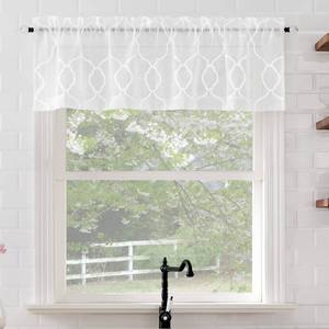 lot 12010 image: No. 918 Allerton Embroidered Trellis Rod Pocket Kitchen Curtain Valance, 52 x 14, White
