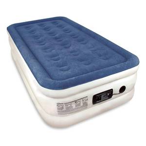 lot 12015 image: SoundAsleep Dream Series Luxury Air Mattress with ComfortCoil Technology & Built-in High Capacity Pump for Home & Camping- Double Height, Adjustable, Inflatable Blow Up, Portable - Twin Size - Retail $114.95