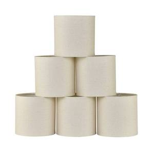 lot 12018 image: LAMPWELL MEMO Clip-on Chandelier Fabric Lamp Shades,Set of 6,Small Drum,5.25.2H5.2,Linen, Handmade,Modern Trendy Decorative,ONLY FOR CANDLE BULB,Beige