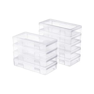 lot 12019 image: Naivees Medium Clear Storage Box 9 Pack Stackable Storage Containers with Snap-Tight Latch 10 x 5x 1.9 for Pencil Box,Art tools