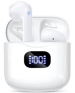 lot 12035 image: KTGEE Wireless Earbuds Bluetooth 5.3 Headphones, 40Hrs Playback Stereo Ear Buds with LED Display Charging Case IPX7 Waterproof in-Ear Earphones with Mic for Phone Tablet Laptop Sports, White