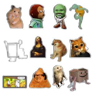 lot 12050 image: Pounchi Funny Meme Fridge Magnet (12 Pack) Funny Magnet Office Cabinets Decoration Cute Fridge Metal Magnet Flexible Reusable Magnetic Vinyl