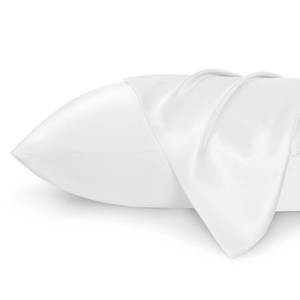 lot 12068 image: Bedsure Satin Pillowcase for Hair and Skin Queen - Pure White Silky Pillowcase - Set of 2 with Envelope Closure, Similar to Silk Pillow Cases, Gifts for Women Men, 20x30 Inches