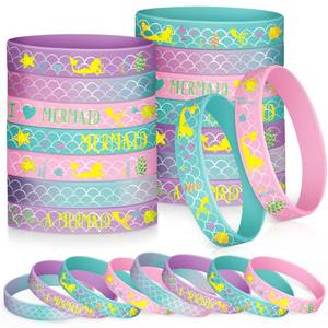 lot 12071 image: 24 Pack Mermaid Silicone Wristband Mermaid Scale Bracelets Im a Mermaid Wristband Mermaid Party Goody Bag Favors for Boys Girls Mermaid Birthday Party Under The Sea Themed Baby Shower Supplies