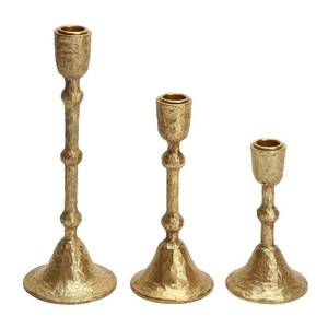 lot 12073 image: NIKKY HOME Gold Taper Candle Holders Set of 3, Vintage Decorative Resin Candlesticks Centerpieces Decor for Dining Room Table Wedding Party Mantle Fireplace