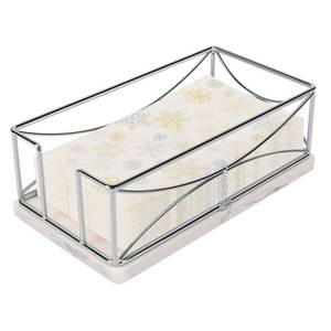lot 12074 image: Livabber Guest Napkin Holder, Metal Bathroom Paper Hand Towel Storage Modern Napkin Tray Caddy for Countertop, Table Kitchen, Dinning Room (Chrome, Marble Base)