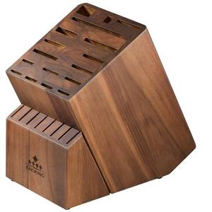 lot 12078 image: ENOKING Knife Block without Knives, Large Knife Holder- 25 Slots Acacia Wood Universal Knife Block, Butcher Block Countertop for Knife Storage Organizer