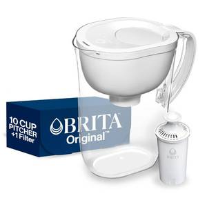 lot 12087 image: Brita Large Water Filter Pitcher for Tap and Drinking Water with SmartLight Filter Change Indicator, Includes 1 Standard Filter, BPA-Free, Lasts 2 Months, 10-Cup Capacity, Bright White