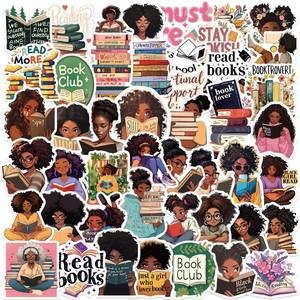 lot 12094 image: 50PCS Black Girls Bookish Stickers Reading Stickers for Kindle Book Stickers for Adult Journaling Book Lover Stickers Book Reading Accessories