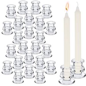 lot 12095 image: 24 Pcs Candlestick Holders Glass Candle Holders 2.2 High Clear Taper Candlestick Holders Wedding Glass Candle Stick Holder for Wedding Decor Wedding Centerpieces Party Supplies
