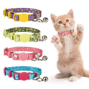 lot 12102 image: azuza 3 Pack Kitten Collar Breakaway with Bell,Quick Release Safe Buckle Adjustable Baby Kitten Collars, Floral Print RoseGinkgoSunflowerButterfly