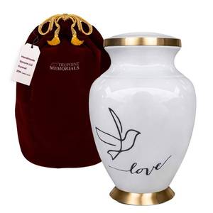lot 12104 image: Trupoint Memorials Cremation Urn for Ashes Adult Male � Large Urn for Ashes for Women, Decorative Urns for Human Ashes Adult Man, Cremation Urns for Human Ashes Adult Female � Large, White