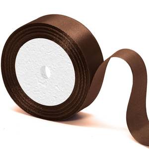 lot 12116 image: Qjaiune Dark Brown Satin Ribbon 1 Inch x 25 Yards Ribbon, Wedding Bouquet Ribbon Pink Silk Ribbon, Silky Polyester Ribbon Shiny Fabric Ribbon for Hair Gift Wrapping Flower Bouquet Crafts Sewing