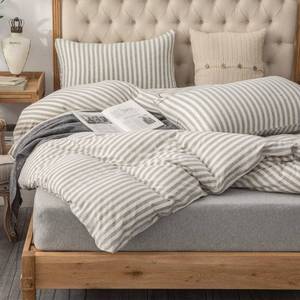 lot 12127 image: PURE ERA Jersey Knit Duvet Cover Set 100% T-Shirt Heather Cotton Super Soft Comfy Classic Striped Design, with Zipper Closure, Grey & White Stripe, Queen
