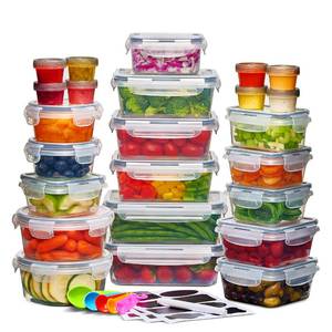 lot 12129 image: 24 Pcs Airtight Food Storage Container Set - BPA Free Clear Plastic Kitchen and Pantry Organization Meal Prep Lunch Container with Durable Leak Proof Lids - Labels, Marker & Spoon Set