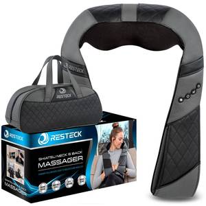 lot 12137 image: RESTECK Massagers for Neck and Back with Heat - Deep Tissue 3D Kneading Pillow, Electric Shiatsu Shoulder Massage, Foot, Legs,Body - Relieve Muscle Pain - Office, Home & Car