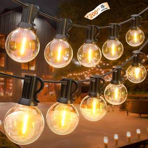 lot 12142 image: GLUROO 200FT(100FT2PC) Outdoor String Lights, G40 LED Patio Lights with 1004 Bulbs, Waterproof Shatterproof Dimmable Globe Hanging Outdoor Patio Lights Cafe, Bistro Outside Lights for Patio - Retail $89.94