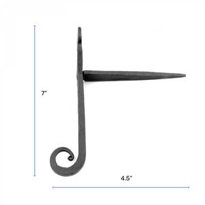 lot 13993 image: One Renovators Supply Manufacturing Shutter Dogs 7 in. Rat Tail Shaped Black Wrought Iron Shutter Dogs with Mounting Hardware