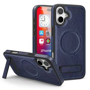 lot 14000 image: Lunivop for iPhone 16 Case Magnetic Kickstand Compatible with Magsafe  Wireless Charging Leather Stand Rugged Protection for iPhone 16 Phone Cases Best 2024 Blue