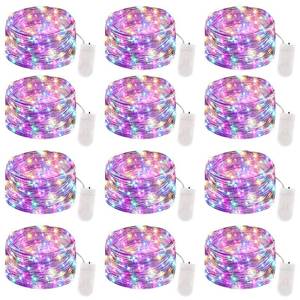 lot 14011 image: 12 Pack Fairy Lights Battery Operated, 7 ft 20 LED Waterproof Silver Wire Twinkle Lights, Battery Operated Fairy Lights for Bedroom Wedding Christmas DecorColored