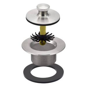 lot 14031 image: UNI-DRAIN Bathtub Drain Plug with Hair Catcher 1-14 NPSM Bathtub Drain Stopper Fine Thread(Nickel Brushed)