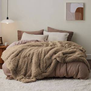 lot 14038 image: Bedsure Soft Brown Blankets Queen Size for Bed, Fluffy Fuzzy Blankets for Full Queen Bed, Cozy Plush Sherpa Fleece Faux Fur Blanket for Winter, Thick Warm Blanket Gifts for Women, Men, 90x90